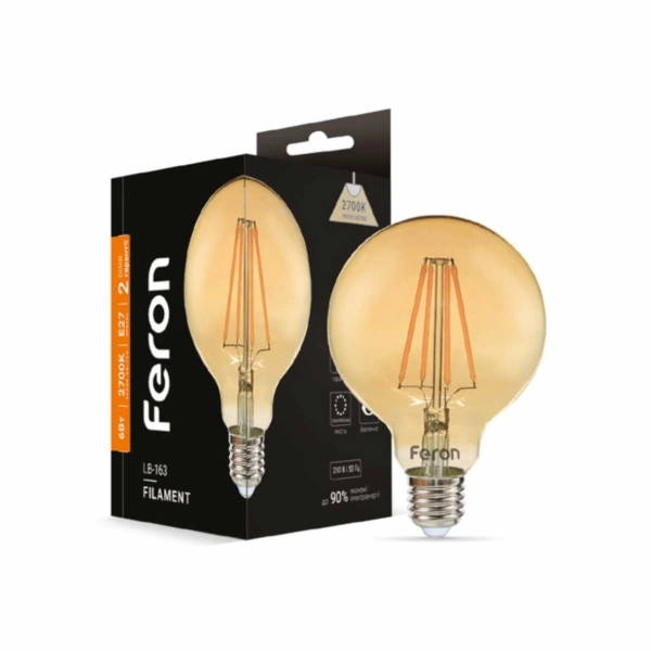 Світлодіодна лампа Feron Filament LB-163 6Вт E27 2700K золото