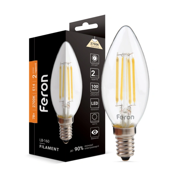 Світлодіодна лампа Feron Filament LB-160 7Вт E14 2700K