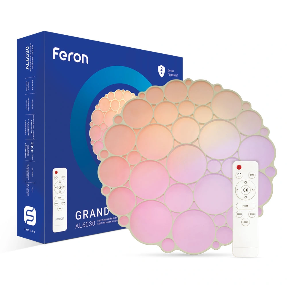 Світлодіодній світильник Feron AL6030 GRAND COLOR 60Вт 3000-6500К+RGB IP20 білий