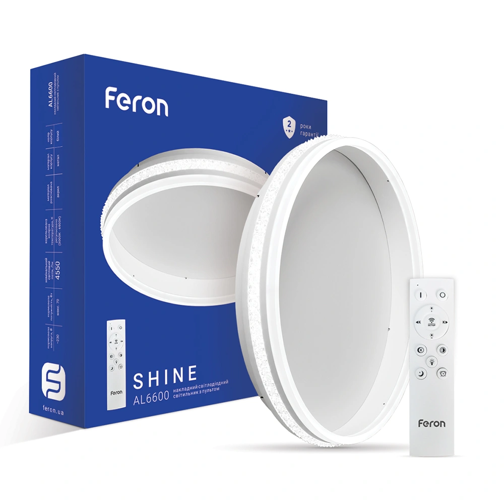 Світлодіодна люстра з пультом Feron AL6600 SHINE 70Вт 3000-6500К IP20 білий