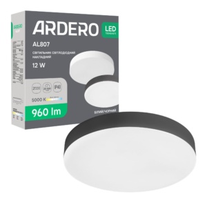 Світлодіодний накладний світильник Ardero AL807 12Вт 5000K чорний