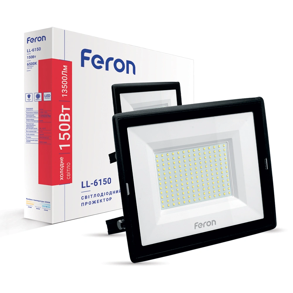 Світлодіодний прожектор Feron LL-6150 150Вт 6400K IP65 чорний