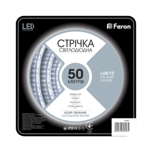 Світлодіодна стрічка Feron LS612 120SMD / м 12V IP22 50 м білий